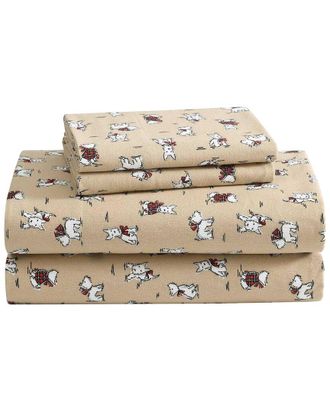 Laura Ashley Holiday Scottie Cotton Flannel Sheet Set