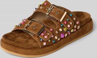 Alma En Pena Sandalette aus Leder mit Ziersteinbesatz in Hellbraun, Gr&ouml;&szlig;e 37