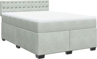 vidaXL Vidaxl - Cama Box Spring Con Colch&oacute;n Terciopelo Gris Claro 140x190 Cm