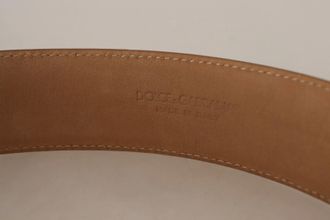 Dolce & Gabbana Brown Leather Gold Metal Oval Buckle Womens Belt