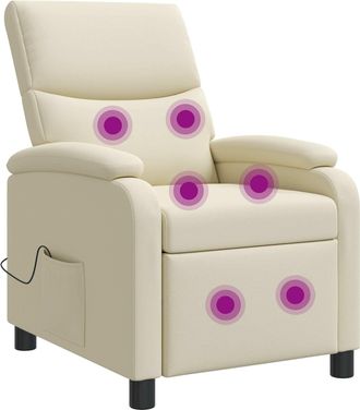 vidaXL Silla De Masajes Reclinable Crema Cuero Sint&eacute;tico Vidaxl