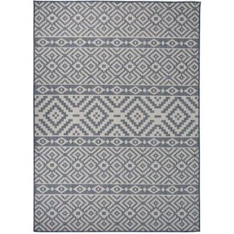 vidaXL Alfombra De Exterior De Tejido Plano Rayas Azules 200x280 Cm Vidaxl