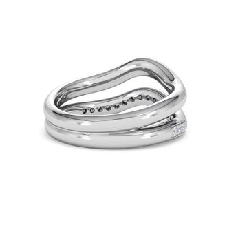 The Diamond Store Duo Lab Diamond Double Band Stacking Wave Ring 0.26ct in 925 Silver