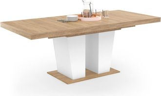 IDMarket Eliad Tavolo Da Pranzo Rettangolare Allungabile 6-10 Persone Legno E Bianco 160-200 Cm