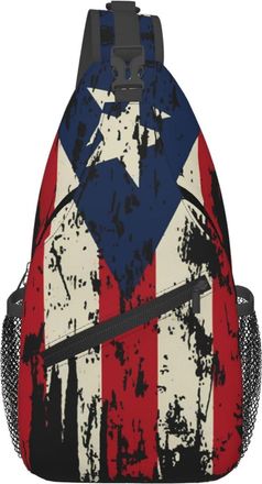 Generic Vintage Puerto Flag Pride Chest Bag Lightweight Shoulder Bag Adjustable Crossbody Bags For Sports Shopping Outdoors