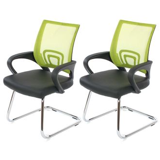 Hhg Hhg - Nunca Usado] Lote De 2 Sillones De Conferencia Ancona, Sill&oacute;n De Visita, Polipiel Certificado Mvg, Verde
