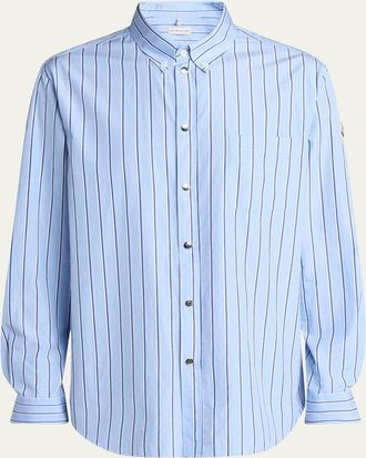 Moncler Mens Wool Multi-Stripe Sport Shirt