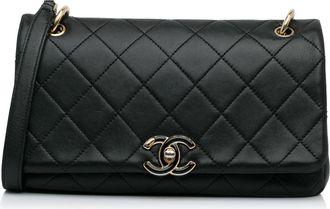 Chanel Pre-owned Womens Classic Flap Crossbody Bag - Black Leather - One Size