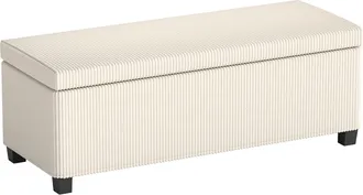 HOMCOM Homcom Panca Da Ingresso Vellutata A Coste Con Spazio Contenitore Da 84l Beige