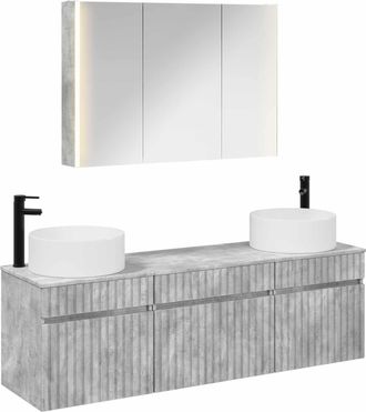 vidaXL Juego De Muebles De Ba&ntilde;o 4 Uds. Gris Hormig&oacute;n Vidaxl