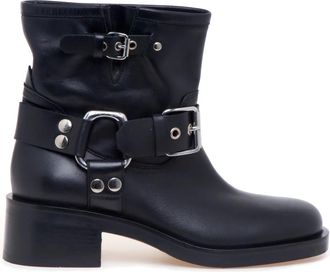 Strategia Biker Enkellaars - Dames - Laarzen met Hak - Zwart - 38 EU - Leer - Schoenen