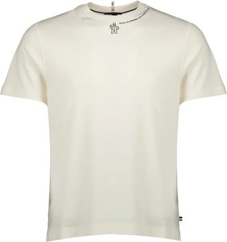 Moncler Logo T-shirt - Heren - T-shirts - Beige - S - Katoen - Tops