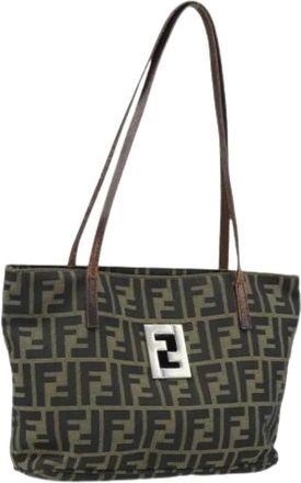 Fendi Pre-owned Tote Bags, female, Brown, Size: ONE SIZE Pre-owned Canvas Tote Bag