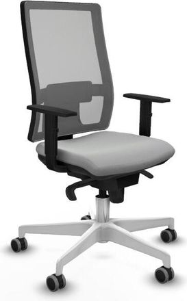 Piqueras y Crespo Piqueras Y Crespo - Horna sincro malla gris similpiel gris claro brazos 1D base blanca ruedas 65mm engomadas