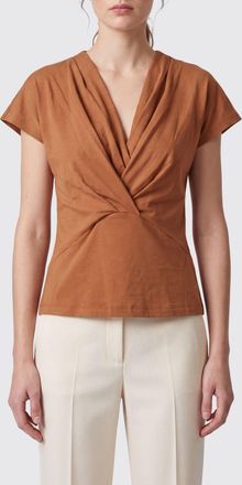 Isabel Marant Top in cotone drappeggiato con scollo a V e maniche corte
