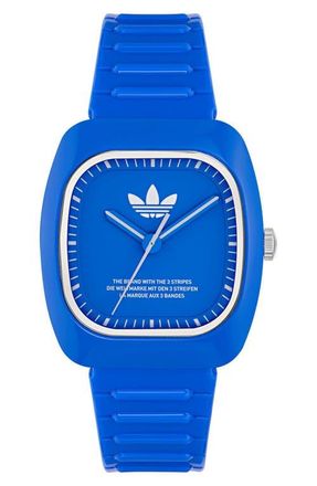 adidas Retro Wave Two Bio-Resin Strap Watch, 37mm in Blue at Nordstrom