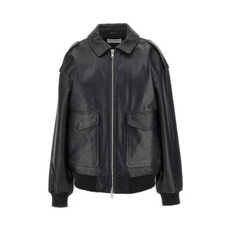 Frankie Shop Viper leather bomber jacket Woman M