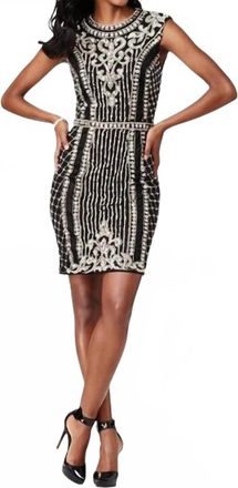 Jovani Embellished Cap Sleeve Bodycon Cocktail Dress With Intricate Beading In Black