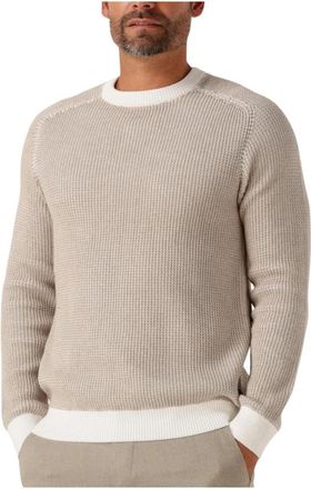 Saint Steve Beige Gebreide Trui voor Mannen - Heren - Ronde hals truien - Beige - XL - Katoen - Truien & Vesten