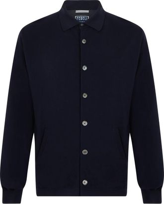 Fedeli Jassen, Heren, Blauw, L, Wol, Lange mouwen wollen overhemd