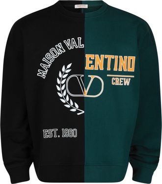 Valentino Split Colorblock Logo Crewneck Sweatshirt