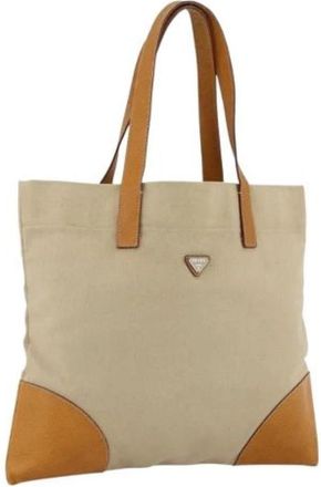 Prada Pre-owned Vintage Tote Bag - Dames - Vintage Shopper - Beige - ONE Size - Vintage