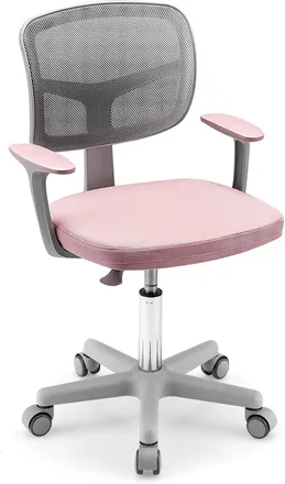 Costway Costway - Sedia Per Scrivania Per Bambini, Sedia Per Computer Per Bambini Con Altezza Regolabile, Ruote Con Freni, Sedile Girevole A Rete, Sedia Ergon