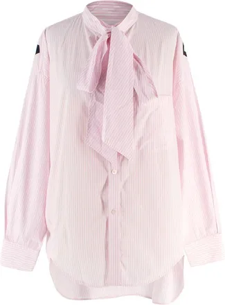 Balenciaga Pink Striped Shirt with Neck Tie and Logo Detail Size XXS