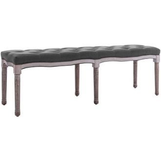 vidaXL Banco Lino Y Madera Maciza Gris Oscuro 150x40x48 Cm Vidaxl