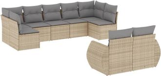 vidaXL Set De Sof&aacute;s De Jard&iacute;n 9 Pzas Con Cojines Rat&aacute;n Sint&eacute;tico Beige Vidaxl