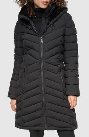 DKNY Stretch Packable Longline Quilted Jacket in Black at Nordstrom Rack, Size Small