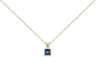 House of Brilliance 14K Gold 5x5 MM Square Shaped Gemstone Solitaire Pendant Necklace in Blue Sapphire | Yellow at Nordstrom