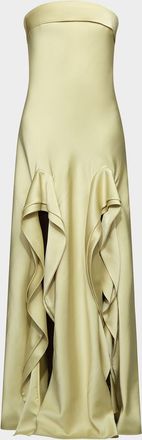Et Ochs Vernon Strapless Draped Side-Slit Gown