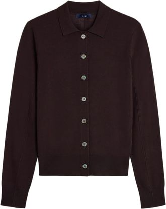 SOEUR Long-Sleeved Button-Up Shirt in Rich Dark Brown Merino Wool