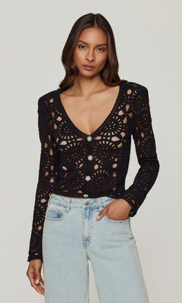 Generation Love Melody Crochet Cardigan in Black at Nordstrom, Size X-Small