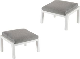 EDÈN JARDÍ Pack de 2 reposapies de jardín aluminio blanco cojín gris