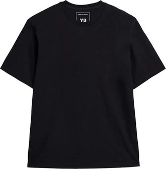 Yohji Yamamoto Tops, Heren, Zwart, M, Zwarte Grafische Korte Mouw Tee