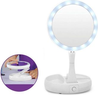 OEM Miroir De Table - Double Face - Grossissement 3x Et Normal - Support Pivotant 360&deg; - Pour Maquillage Et Soins Visage - 19,5 Cm Hauteur - 10 Cm Diam&egrave;tr