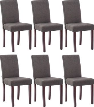 Clp Clp - Juego De 6 Sillas De Comedor Ina De Tela Gris Oscuro Cappuccino