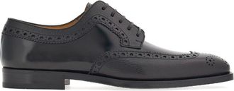 Ferragamo tonal-stitching leather derby shoes - men - CALFSKIN/CALFSKIN/Goat Skin - 9.5 Regular - Black
