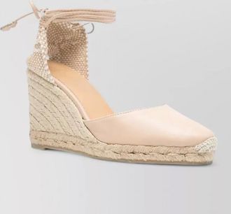 Castaner sheepskin ankle tie espadrille wedges