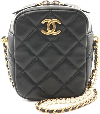 Chanel Lambskin Matelasse Pearl Shoulder Bag