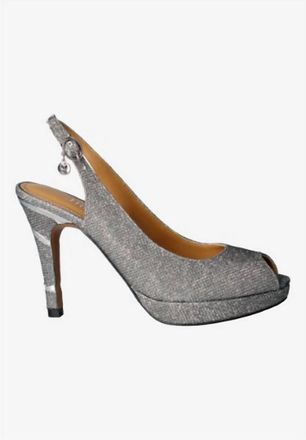 J. Rene&eacute; Womens Onille Sling Back Pumps In Pewter Dance Glitter