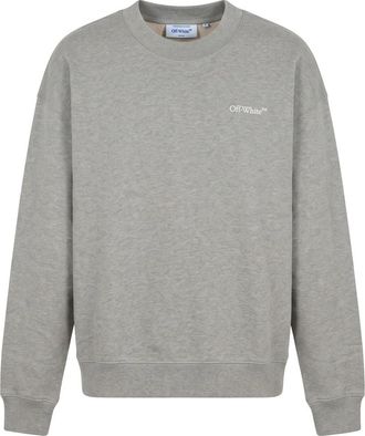 Off-white Elegante Hoodie met Geborduurd Logo - Heren - Sweatshirts - Grijs - XS - Katoen - Hoodies & sweatvesten
