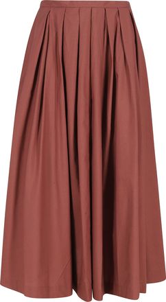 Roberto Collina Brick Structured Pleated Cotton Midi Skirt
