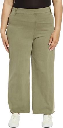 Lyss&eacute; ntials Erin High Waist Wide Leg Pants in Antique Wash Smoked Green at Nordstrom, Size 1X
