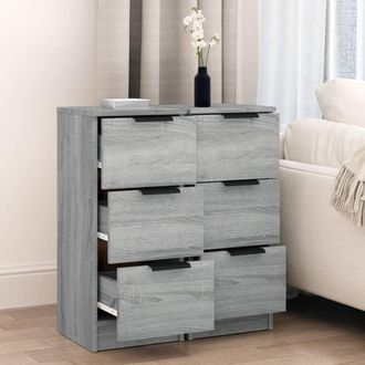 Berkfield Home Sideboards 2 pcs Grey Sonoma 30x30x70 cm Engineered Wood | Size: 30 x 30 x 70 cm