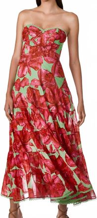 Charo Ruiz Ibiza Ambar Long Dress In Green Blossom