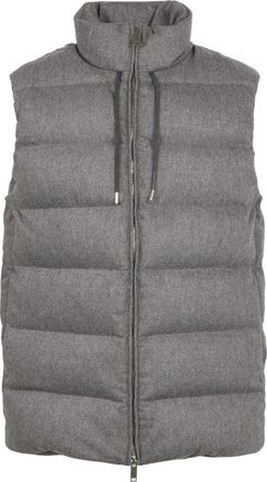 Slowear Gilet van wol en kasjmier flanel met vulling - Heren - Bodywarmers - Grijs - M - Wol - Jassen