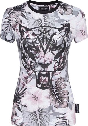Plein Sport T-Shirt Ronde Hals - Dames - Sportshirts - Veelkleurig - S - Katoen - Fitness